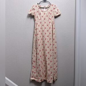 Vintage Cream Microfloral Cottagecore Rose Dress Handmade Size S